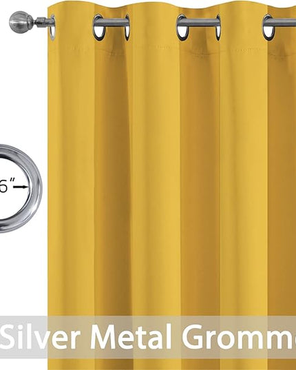Yakamok Blackout Curtains Room Darkening Thermal Insulated with Grommet Window Curtain for Bedroom, 52x108 inch,Mustard Yellow, 2 Panels