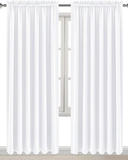 DWCN White Curtains for Living Room Thermal Insulated, 50% Light Blocking Curtains for Bedroom, Dining Room Window, W 70x L 84 Inch, Set of 2 Rod Pocket Curtain Panels