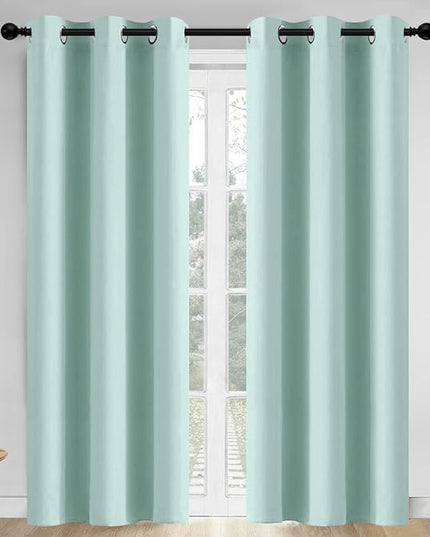 Yakamok Blackout Curtains Room Darkening Thermal Insulated Window Panels,Solid Grommet Top Drapes for Bedroom/Living Room(42Wx84L, Aqua, 2 Panels)