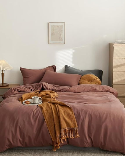 CLOTHKNOW Brick Red Comforter Set Twin/Twin XL Rust Red Bedding Comforter Sets Boys Girls Red Bedding Sets Dark Rust Bed Comforter Sets