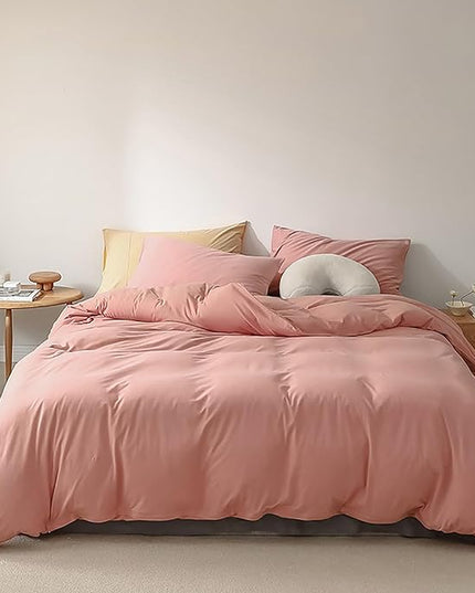 Luxlovery Pink Comforter Set Full Blush Pink Comforter Sets Solid Color Women Dusty Rose Qulits Comfy Soft Comforter Blanket Breathable Comforter Set for Women Girls