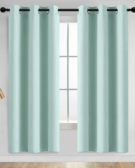 Yakamok Blackout Curtains Room Darkening Thermal Insulated Window Panels,Solid Grommet Top Drapes for Bedroom/Living Room(42Wx72L, Aqua, 2 Panels)