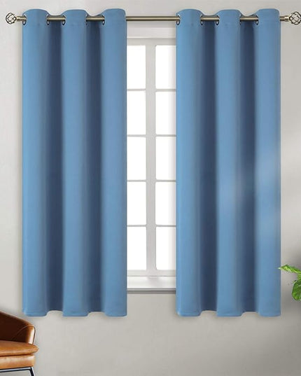 BGment Blackout Curtains for Bedroom - Grommet Thermal Insulated Room Darkening Curtains for Living Room, Set of 2 Panels (38 x 63 Inch, Faded Denim)