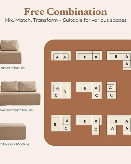 40" Single Sofa for Adults, Upholstered Floor Sofa Couch with Pillow, Teddy Boucle Sofa for Bedroom Living Room, No Assembly Required (Teddy Boucle, Camel)