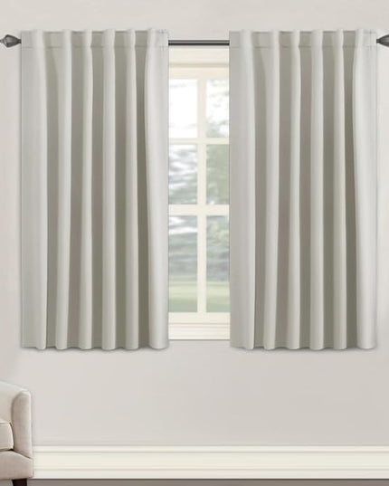 H.VERSAILTEX Blackout Curtains Thermal Insulated Window Treatment Panels Room Darkening Blackout Drapes for Living Room Back Tab/Rod Pocket Bedroom Draperies, 52 x 45 Inch, Ivory/Cream, 2 Panels