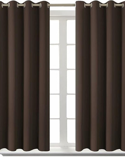 BGment Blackout Curtains for Living Room - Grommet Thermal Insulated Room Darkening Curtains for Bedroom, 2 Panels of 52 x 54 Inch, Brown