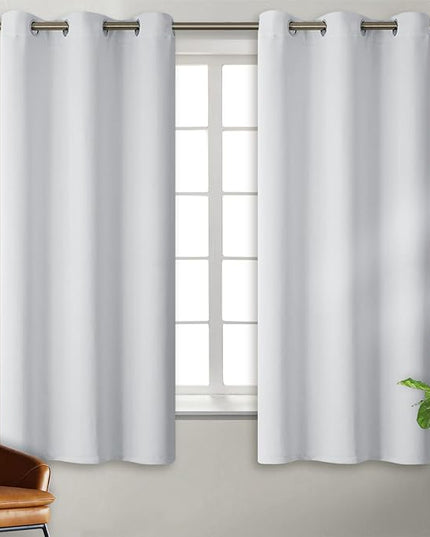 BGment Room Darkening Curtains 63 Inches Long - Grommet Thermal Insulated Drapes Window Treatment Curtains for Bedroom, 2 Panels, 38 x 63 Inch, Greyish White