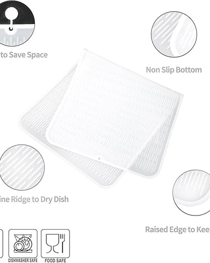 Silicone Dish Drying Mat for Multiple Usage,Easy clean,Eco-friendly,Heat-resistant Silicone Mat for Kitchen Counter or Sink,Refrigerator or Drawer Liner Translucent 5XL 36inches x 18inches