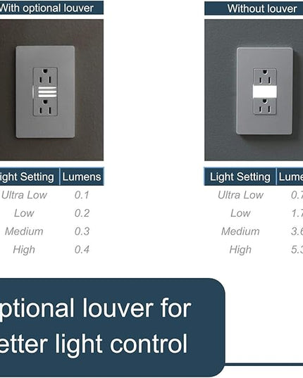 Legrand radiant NTL885TRLACC6 15 Amp Adjustable LED Night Light Outlet, Tamper Resistant Decorator Receptacle, Optional Louver, Light Almond (1 Count)