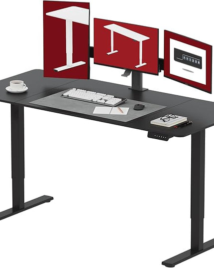SANODESK Electric Standing Desk 71x32 Inch Height Adjustable Stand Up Desk Home Office Computer Workstation Sit Stand Home Office Desk with Splice Board (Black Frame + Black Top)