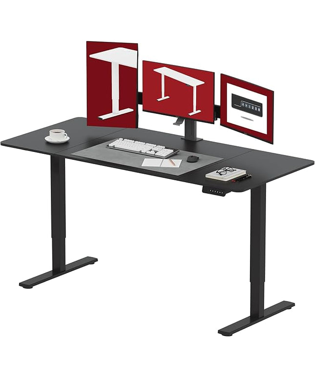 SANODESK Electric Standing Desk 71x32 Inch Height Adjustable Stand Up Desk Home Office Computer Workstation Sit Stand Home Office Desk with Splice Board (Black Frame + Black Top)
