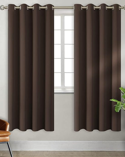 BGment Brown Blackout Curtains for Bedroom - Grommet Thermal Insulated Room Darkening Window Curtains, Set of 2 Panels, Each 55 x 69 Inch