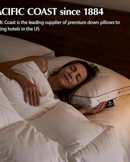 Pacific Coast Firm Bed Pillow, Luxury Hotel Collection Goose Feather and Down Pillow for Sleeping, Standard Size with Gusset Design, Oeko-TEX Certified, Supportive for Side and Back Sleepers