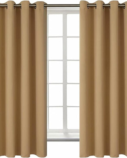 BGment Blackout Curtains for Living Room - Grommet Thermal Insulated Room Darkening Curtains for Bedroom, 2 Panels of 52 x 63 Inch, Khaki