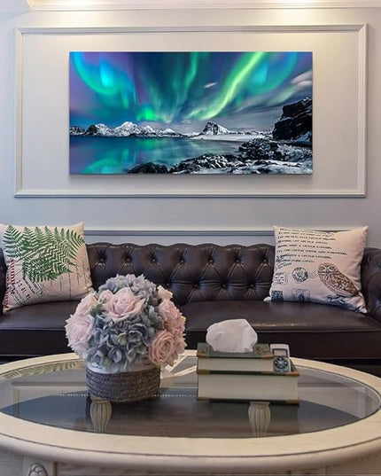 Lapremoly Canvas Wall Art For Living Room farmhouse Wall Decor For Bedroom Office Decor Blue Aurora Pictures Landscape Wall Paintings Prints posters Artwork Framed Wall Mural Room Home Decoration