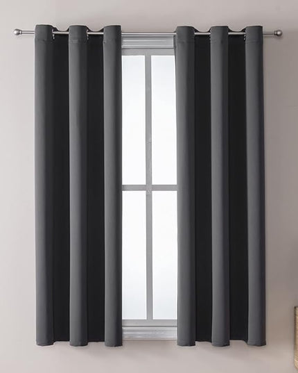 ChrisDowa Grommet Blackout Curtains for Bedroom and Living Room - 2 Panels Set Thermal Insulated Room Darkening Curtains (Dark Grey, 38W x 45L)