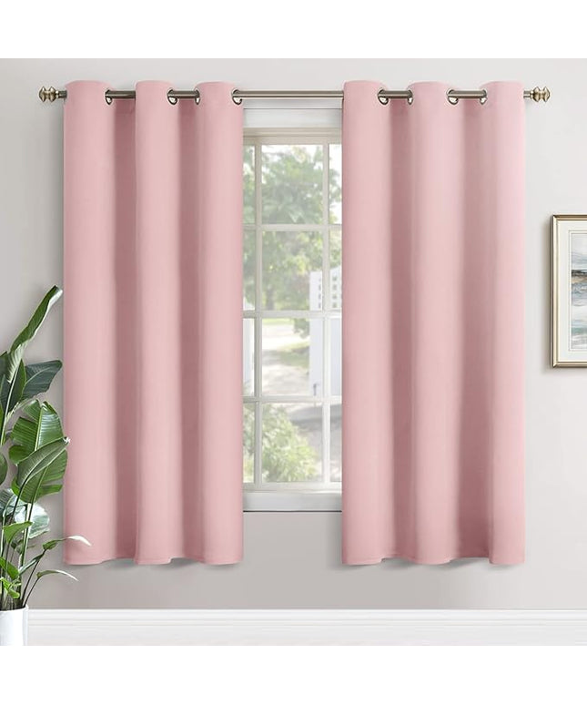 YoungsTex Baby Pink Room Darkening Curtains 72 Inches Length for Nursery - Thermal Insulated with Grommet Blackout Drapes for Girl Bedroom, 2 Panels, 42 x 72 Inch