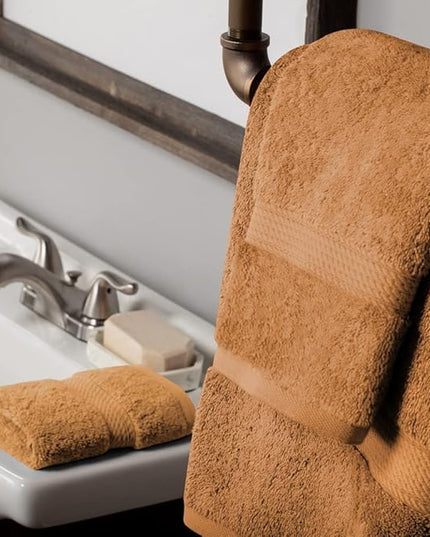 Superior Egyptian Cotton Pile 3 Piece Towel Set, Includes 1 Bath, 1 Hand, 1 Face Towel/Washcloth, Ultra Soft Luxury Towels, Thick Plush Essentials, Guest Bath, Spa, Hotel Bathroom, Rust