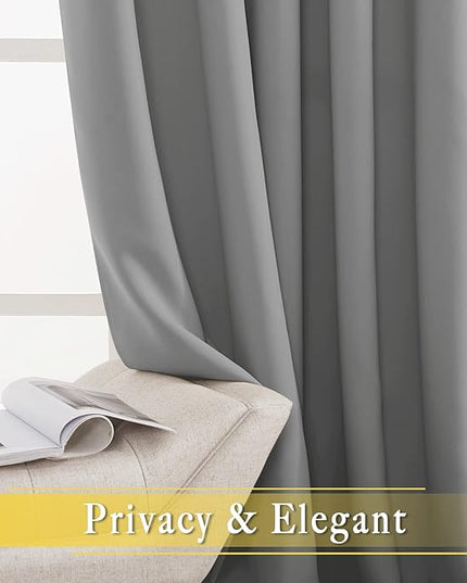 NICETOWN Extra Wide Sliding Door Curtains, Thermal Insulated Blackout Patio Curtain for Sliding Glass/French Door (Silver Grey, W80 x L84)