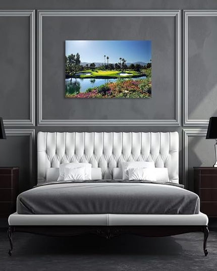 chenchenArt Indian Wells Golf Course Wall Art Picture Golf Course Poster Wall Decor for Living Room Bedroom Home Decorations Golf Artwork Canvas Prints Framed Ready to Hang(28''H x 44''W)