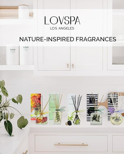 LOVSPA Reed Diffuser Set, Lavender & Black Amber Scented Oil Diffuser with Sticks, Home Fragrance Accessories for Bathroom Shelf Decor, Aroma Diffusers for Home or Office Desk, USA Made