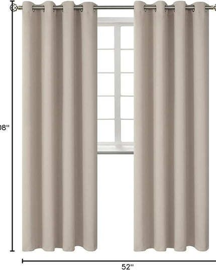 BGment Room Darkening Curtains 108 Inches Long - Grommet Thermal Insulated Drapes Window Treatment Curtains for Bedroom, 2 Panels, 52 x 108 Inch, Camel