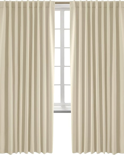 BGment Blackout Curtains for Bedroom - 84 Inch Rod Pocket and Back Tab Thermal Insulated Room Darkening Curtains for Living Room, 2 Curtain Panels (70 x 84 Inch, Beige)
