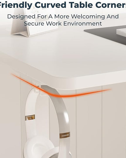Adjustable Stand Up Desk with Memory Preset, Standing Desks 40 x 24 Inch Electric Home Office Desk Computer Workstation, Splice White Top + White Frame