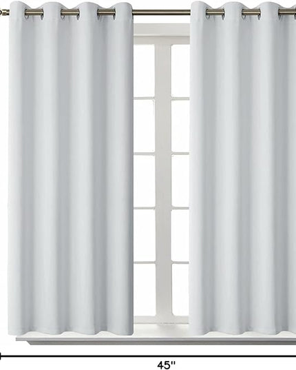 BGment Room Darkening Curtains 45 Inches Long - Grommet Thermal Insulated Drapes Window Treatment Curtains for Bedroom, 2 Panels, 52 x 45 Inch, Greyish White