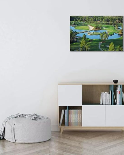 chenchenArt King's North Golf Course Wall Art for Living Room Bedroom Bathroom Home Decorations Myrtle Beach National Club Picture Canvas Prints Modern Artwork Framed Ready to Hang(24''H x 36''W)