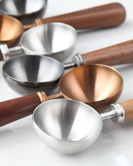 Easyworkz Retro Stainless Steel Coffee Spoon With Black Walnut Handle,10g - Measuring Spoon (Gunmetal)