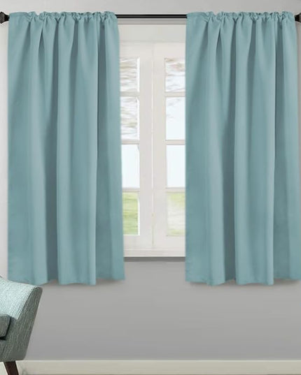H.VERSAILTEX Blackout Curtains Thermal Insulated Window Treatment Panels Room Darkening Blackout Drapes for Living Room Back Tab/Rod Pocket Bedroom Draperies (2 Panels, Mineral Blue, 52 x 63 Inch)