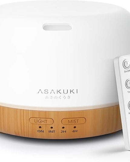 ASAKUKI Essential Oil Diffuser, 300ml Ultrasonic Aromatherapy Oil Humidifier with 7 Colors Lights 2 Mist Mode for Home