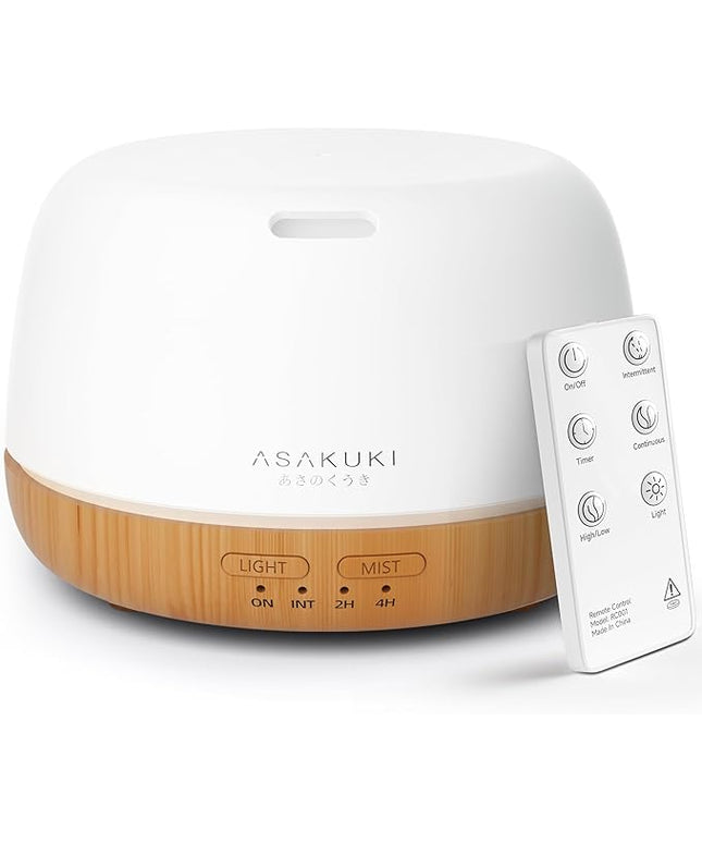 ASAKUKI Essential Oil Diffuser, 300ml Ultrasonic Aromatherapy Oil Humidifier with 7 Colors Lights 2 Mist Mode for Home