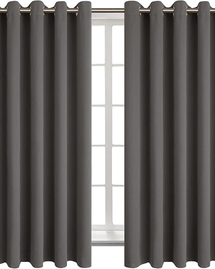 BGment Blackout Curtains for Bedroom - Grommet Thermal Insulated Room Darkening Curtains for Living Room, Set of 2 Panels (70 x 63 Inch, Grey)