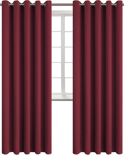 BGment Blackout Curtains for Bedroom - Grommet Thermal Insulated Room Darkening Curtains for Living Room, Set of 2 Panels (70 x 84 Inch, Burgundy)