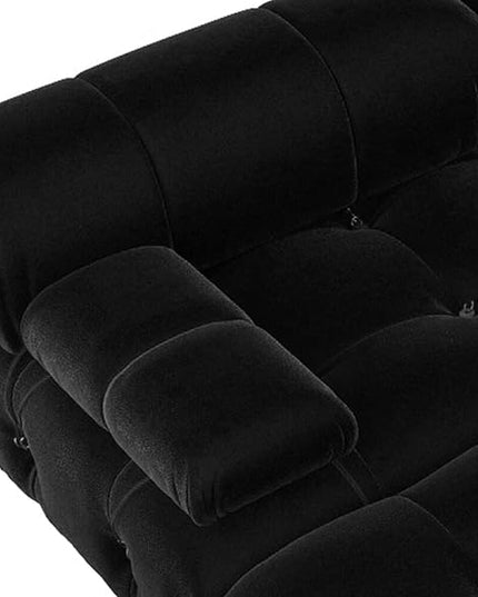 JACH 138" Modular Sectional Couch, U-Shaped Minimalist Velvet Sofas with Chaise Ottomans, Convertible Modern Deep 6-Seat Sofas Furniture for Living Room, Apartment (Black)