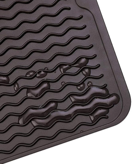 Silicone Dish Drying Mat for Multiple Usage,Easy clean,Eco-friendly,Heat-resistant Silicone Mat for Kitchen Counter or Sink,Refrigerator or Drawer Liner Coffee S 12 inches x 6 inches