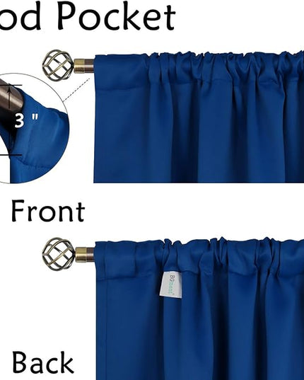 BGment Rod Pocket and Back Tab Blackout Curtains for Bedroom - Thermal Insulated Room Darkening Curtains for Living Room, 2 Window Curtain Panels (52 x 84 Inch, Classic Blue)