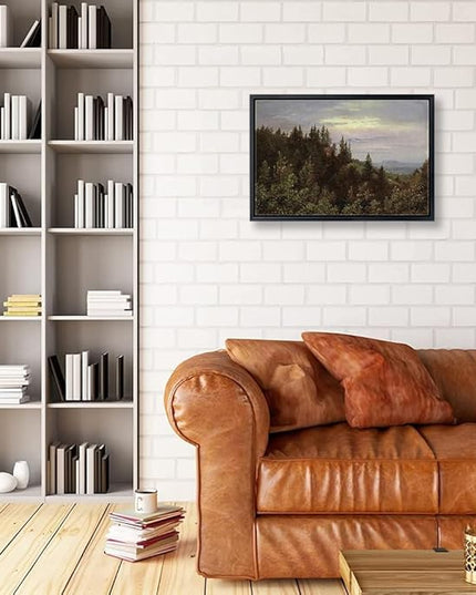 Aubeeba Forest Wall Art Landscape Pictures Canvas Artwork Decor,Vintage Framed Mountain Scenery Painting for Living Room Office Bedroom 12x16 inches