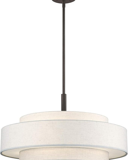 Livex Lighting Fabric Shade 52138-92 Meridian 5 Light English Bronze Pendant