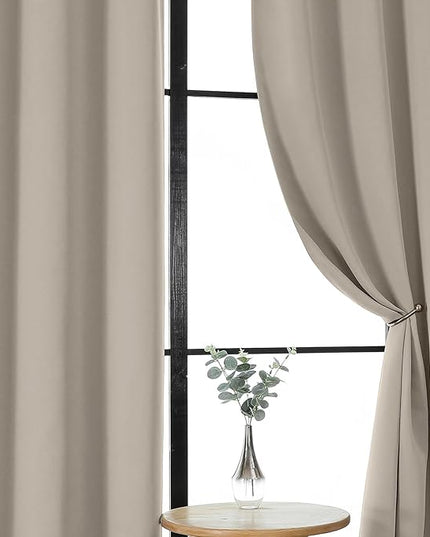 Gwine Blackout Curtains for Bedroom 45 Inch Length, Thermal Insulated Room Darkening Short Curtains, Rod Pocket Drapes for Bathroom Basement Patio Cabinet, Each 40" Wx45 L, Stone