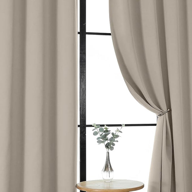 Gwine Stone Blackout Curtains for Bedroom 96 Inch Length, Room Darkening Energy Saving Black Out Curtains for Living Room, Window Treatment Drapes with Rod Pocket, Each 40" Wx96 L, 2PCS