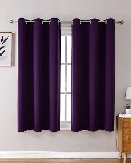 ChrisDowa Grommet Blackout Curtains for Bedroom and Living Room - 2 Panels Set Thermal Insulated Room Darkening Curtains (Royal Purple, 42W x 63L)