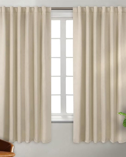 BGment Champagne Curtains 63 Inch Length - Rod Pocket and Back Tab Thermal Blackout Curtains for Bedroom Room Darkening Curtains for Living Room, 2 Window Curtain Panels, 52 x 63 Inch