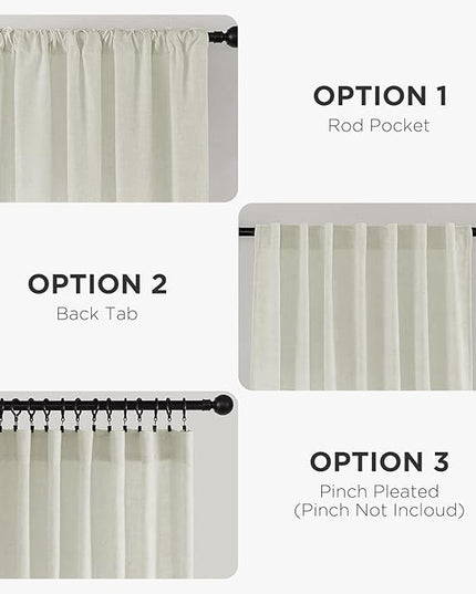 Joydeco Linen Curtains 72 Inch Length 2 Panel Sets,Light Filtering Curtains for Bedroom 52 Inch Wide Living Room Drapes with Back Tabs & Rod Pockets (W52 x L72 Inch, Oatmeal)