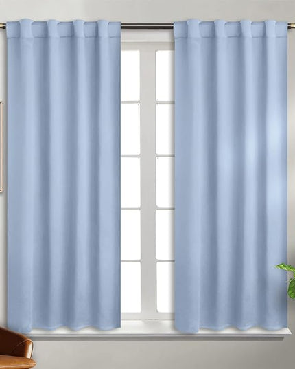 BGment Rod Pocket and Back Tab Curtains for Bedroom - Thermal Insulated Room Darkening Curtains for Living Room, 2 Window Curtain Panels (38 x 54 Inch, Spa Blue)