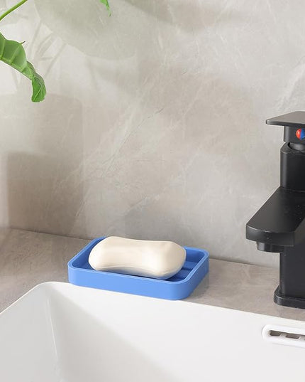 Silicone Kitchen Sink Organizer Tray for Multiple Usage,Easy Clean Sponges Holder for Kitchen Bathroom Counter or Sink,Dish Soap Dispenser,Scrubber,Bottle,Cup Lichen Blue 4.9”x 3.2”