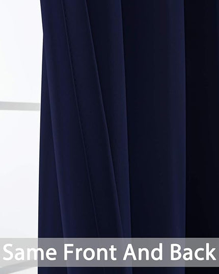 Yakamok Room Darkening Extra Wide Blackout Curtains for Living Room, Sliding Glass Door Home Blackout Curtains for Villa/Hall(Navy Blue, 100 inches x 96 inches)
