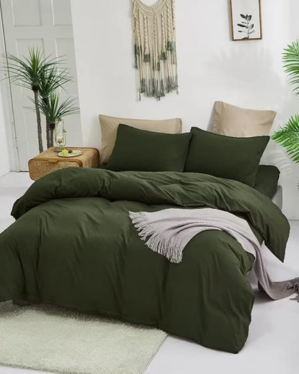 CLOTHKNOW Army Green California King Comforter Set 3Pcs Dark Green Bedding Comforter Sets All Season Soft Hunter Comforter with 2 x Pillow Cases
